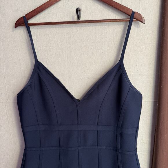Venus Bodycon Dress Size XL Navy Blue Spaghetti Strap Zip Back Heavy Fabric - Picture 3 of 13